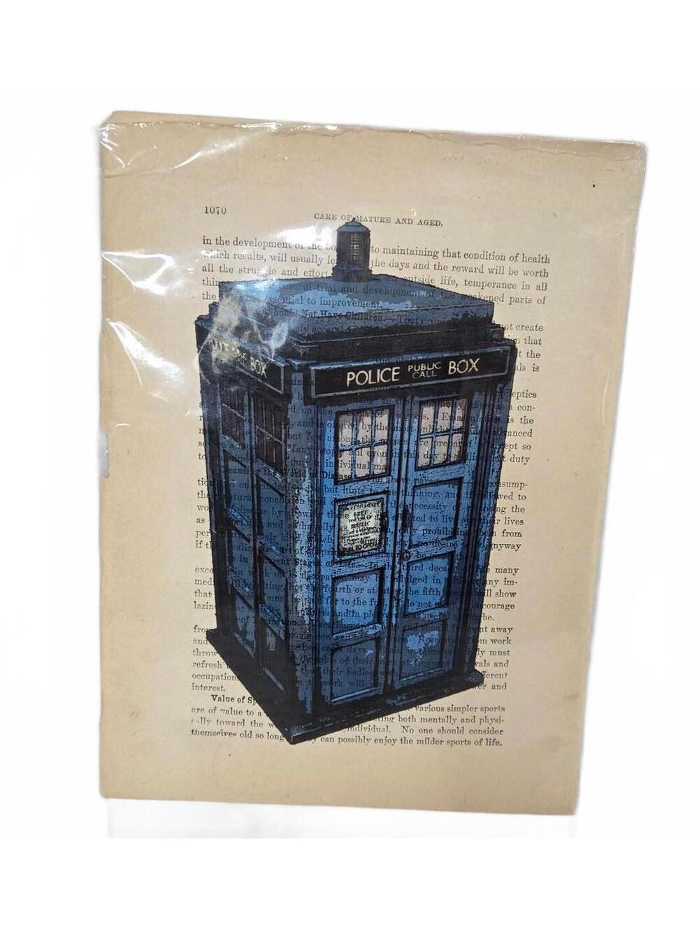 Doctor Who TARDIS Police Box Book Page Art Print 7" x 9.75" Wall Decor Sci-Fi
